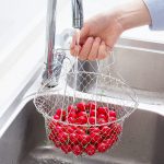 STAINLESS STEEL MULTI-FUNCTIONAL FOLDABLE COOKING Chef Basket Deluxe Kitchen Colander, MESH STEAM RINSE STRAIN FRY BASKET DEEP FRYER - Image 4