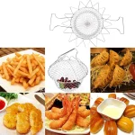 STAINLESS STEEL MULTI-FUNCTIONAL FOLDABLE COOKING Chef Basket Deluxe Kitchen Colander, MESH STEAM RINSE STRAIN FRY BASKET DEEP FRYER - Image 3