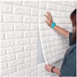 3d Wall Sticker White Brick Sheet | Bedroom Home Decor Waterproof Self Adhesive Living Room Wallpaper(70×77 cm) - Image 3
