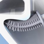Toilet Brush Silicone Brush Toilet with Quick Drying Holder (Random Color) - Image 2