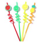 4Pcs Cartoon Lime Lemon Pineapple Watermelon Plastic Spiral Drinking Straws Children (random color ) - Image 3