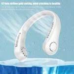 X5 Leafless Hanging Neck Fan with Adjustable Neck Band - Portable Rechargeable Neck Fan - Neck Fan For Summer (Random Color) - Image 3