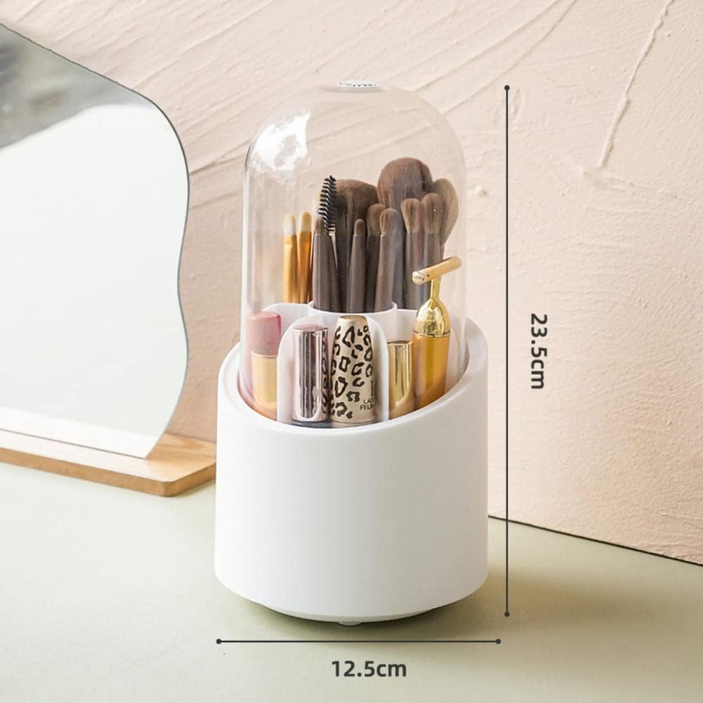 4938f634-6679-48d0-b53b-4b96e63b2be3.jpeg Brush Container Makeup Brush Holder Dust-proof Rotating Plastic Lipstick Eyebrow Pencil Vanity Supplies ( random color) - Image 1