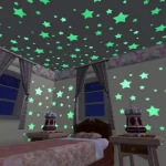 Pack of 100 -  Multicolor 3D Glowing Star Night Dark Room Decor