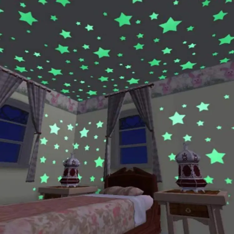 4ae013fe748c9d6bae2a183704f69dfd.jpg_750x750.jpg_.webp Pack of 100 - Multicolor 3D Glowing Star Night Dark Room Decor - Image 1