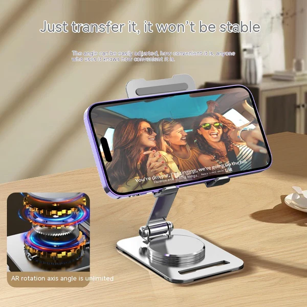 5-25.webp 360-Degree Rotate Metal Desk Mobile Phone & Tablet Holder Stand (Random Color) - Image 1
