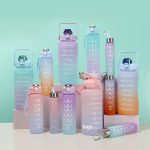Sports Water Bottles 3 Pcs Set with Motivational Time Marker & Leak Proof Flip Top Lid  (random color) - Image 5
