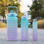 Sports Water Bottles 3 Pcs Set with Motivational Time Marker & Leak Proof Flip Top Lid  (random color) - Image 4