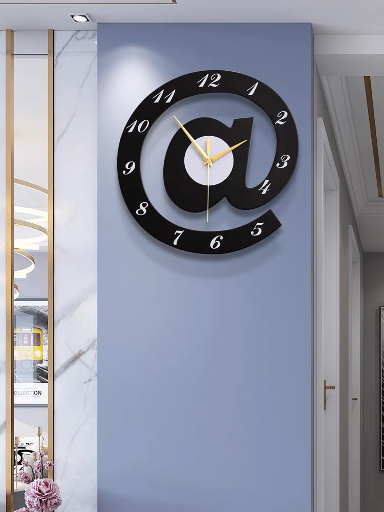 51Pc8YDjMZL._SL1000_.jpg The Sign (@)3D Wooden wall clock for Living Room, Bed Room Home Decor Art & Hanging Decorative Showpiece Items - Image 1
