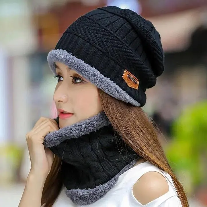 55.webp Coral Fleece Scarf Hats Winter Beanies Soft For Men's and Women's - Image 1