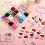 Artificial Nails Pack - 576 Nails with Glue & Stickers - Image 4
