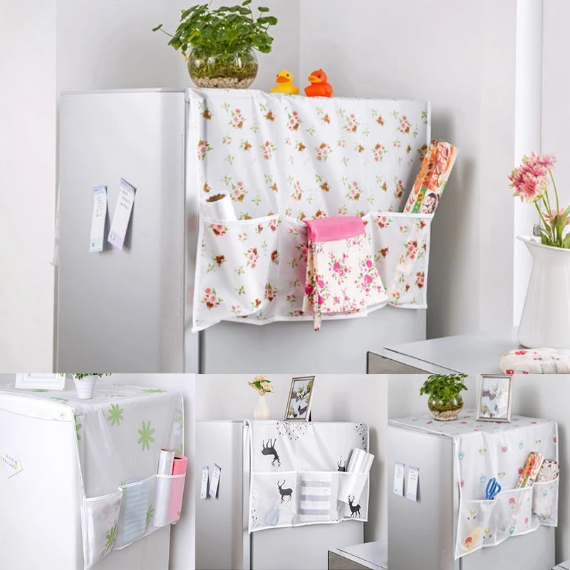 59d81aa90afa133c5082a83e96cfc400.jpg Anti-dust Waterproof Oil-proof Refrigerator Fridge Cover (Random Design)Made in china - Image 1
