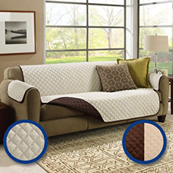 5abe46ba20fcd.jpg (double SofaR COVER) EVERSIBLE WASHABLE COUCH Sofa COAT COVER - Brown - Image 1