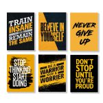 set of 6 Motivational wooden canvas frames for wall decore / sticky phototiles