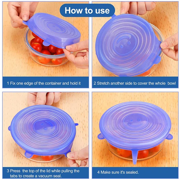 6.webp 6Pcs Kitchen Reusable Silicone Seal Lid, Universal Silicone Stretch Lids for Food Preservation, Vacuum Food Storage, Bowl Cover and Cookware Cover for Kitchen and Home - Image 1