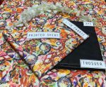 2 Pcs Women's Unstitched Lawn Digital Print Suit - Multicolor - Image 2