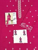 Pink Embroidered Lawn Shirt & Cotton Trouser 2 Piece Set - Image 2