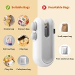 Heat Sealing Machine 2 in 1 Cutting and Sealer USB Rechargeable Food Sealer Mini Sealer for Snack Storage Food Sealer for Chip Bags, Plastic Bags, Food Storage (Random Color) - Image 2