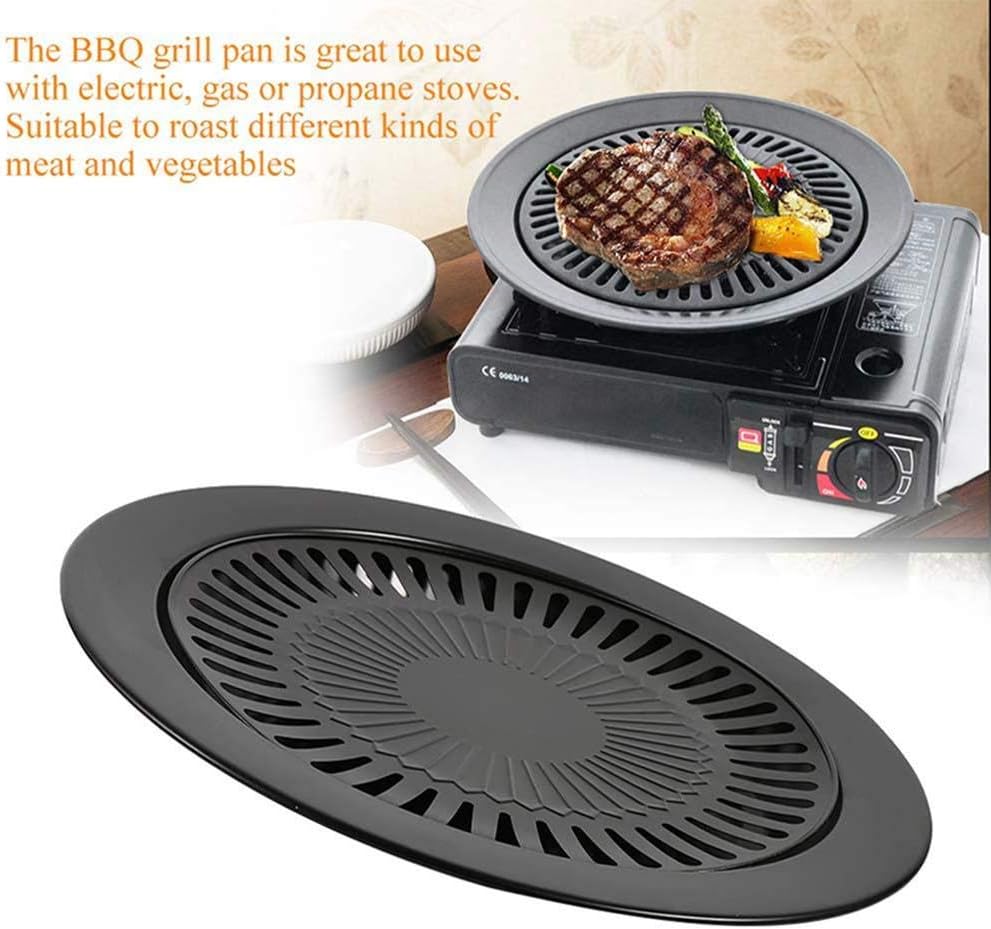 61g4ytAgT6L._AC_SL1000_.jpg Non Stick Grill BBQ 32cm / BBQ Grill Frying Pan Non-Stick Korean Traditional Cast Iron Grill Pan - Image 1