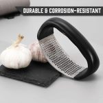 Garlic Press Rocker - Stainless Steel Garlic Press, Versatile Garlic Crusher, Easy to Use and Store Garlic Mincer – Effortless Cleanup and Dish Safe Garlic Grater(random color) - Image 2