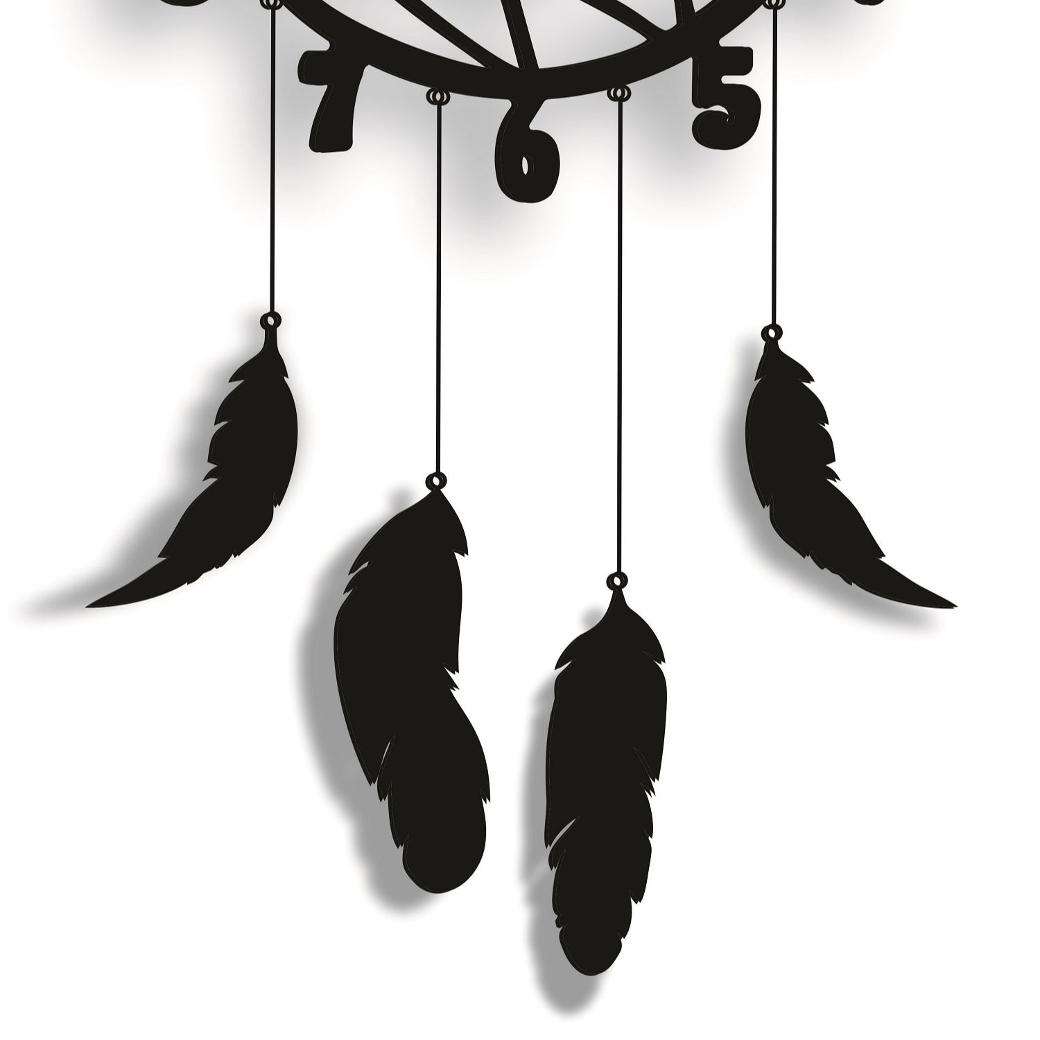 62570e3d210f73f6733feb424b3c43c9.jpg Wall Hanging Wall Clock, Wooden Feather Wall Hanging Home Decoration Dream Catcher - Image 1