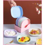 Plate set pack of 10 | Plastic Spit Bone Dish Plates Plates Set With Holder (Random Colours) - Image 5
