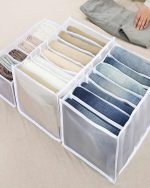 7 Grids Washable Wardrobe Clothes Organizer, Jeans Compartment Storage Box, Clothes Drawer Mesh Separation Box, Portable Foldable Closet - Image 3