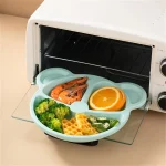 5 Pcs Bear Plate Set - Cartoon compartment dinner plate | Includes Divided Plate, Fork & Spoon, Perfect For Toddlers & Preschoolers (Random color) - Image 4