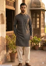 Men's Unstitched Khaddar Plain Kurta – Classic Grey Summer Fabric