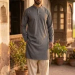 Men's Unstitched Khaddar Plain Kurta – Grey Summer Wear Fabric