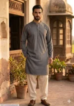 Men's Unstitched Khaddar Plain Kurta – Grey Summer Wear Fabric