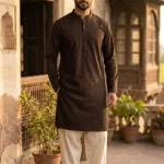 Men's Unstitched Khaddar Plain Kurta – Brown, Summer Fabric Pakistan