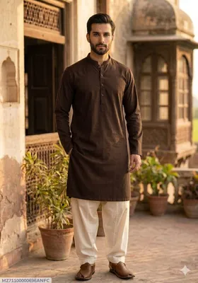711-17-733352-product-1 (1) Men's Unstitched Khaddar Plain Kurta – Brown, Summer Fabric Pakistan - Image 1
