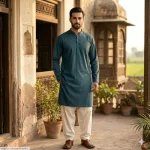 Men's Unstitched Khaddar Plain Kurta – Green Summer Wear Fabric