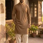 Men's Unstitched Khaddar Plain Kurta – Brown Summer Wear Fabric