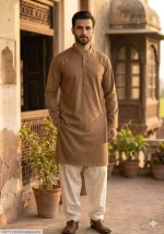 Men's Unstitched Khaddar Plain Kurta – Brown Summer Wear Fabric