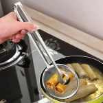 2 IN 1 FRYING TONG | Imported Small Multi-functional 2 in 1 Fry Tool Filter Spoon Strainer With Clip, Oil Frying BBQ Filter Stainless Steel Mesh - Image 3