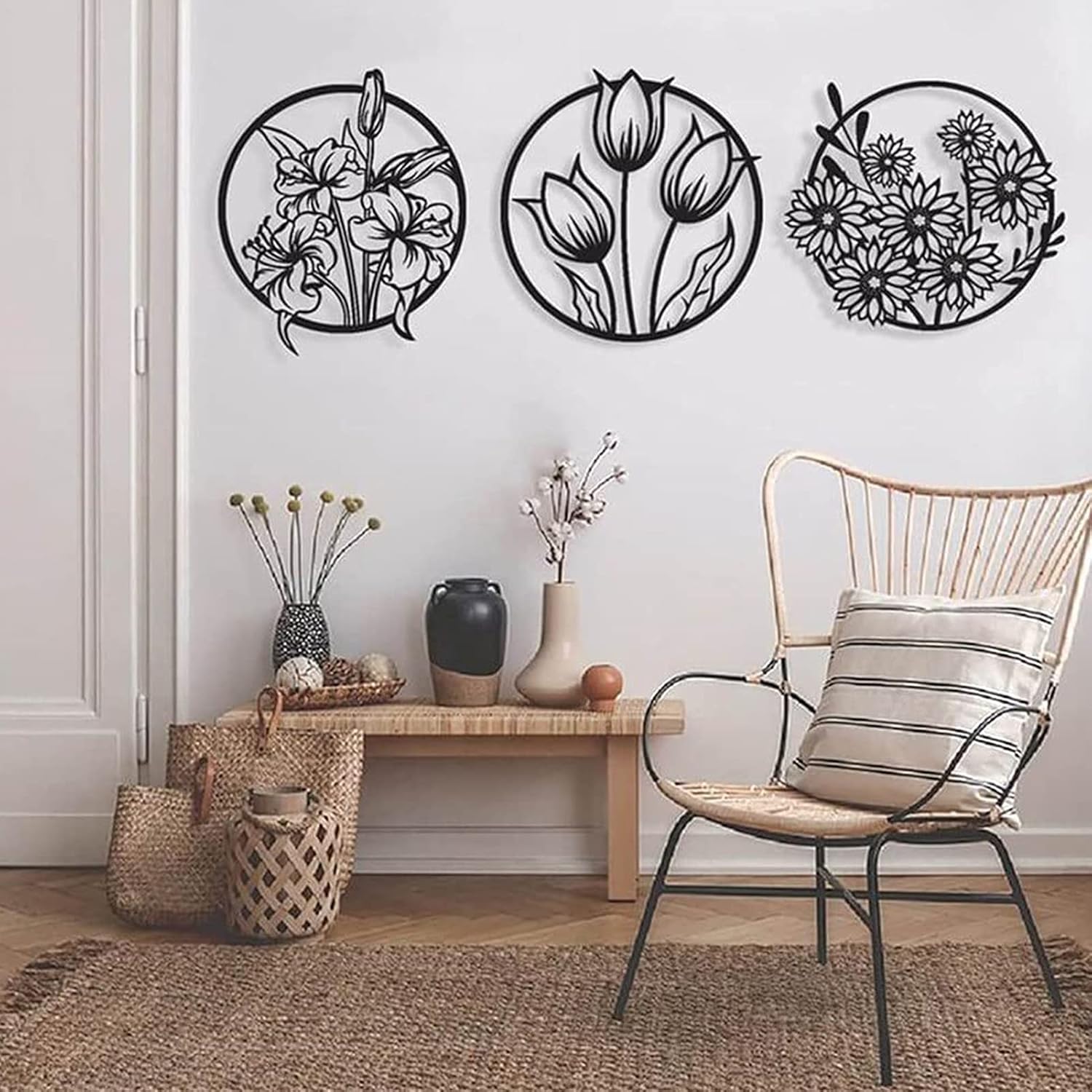 71GKVAKZ2pL._AC_SL1500_.jpg (3 pcs set )3D floral abstract Wooden Wall Art & Home Decoration / Item Home Décor Home Room & Wall Decor Wall Art - Image 1