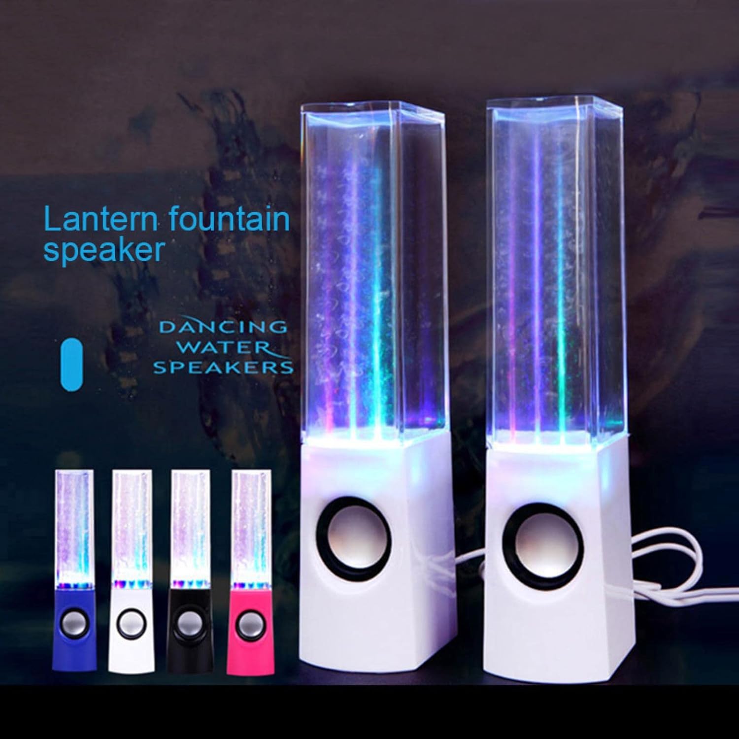 71dd-bSaSRL._AC_SL1500_.jpg Water Dancing LED Speakers – Colorful Fountain Music Speaker with 3D Sound | USB Powered Portable Desktop Speaker (Random Color) - Image 1