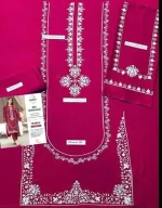 2 Piece Embroidered Dhanak Suit for Weddings & Parties - Pink - Image 3