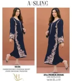 2 Piece Embroidered Dhanak Suit for Women - Blue