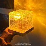 Dynamic Rotating Water Ripple Night Light 3 Colors Flame Crystal Lamp for Living Room Study Bedroom (with remote Attached USB cable) - Image 3