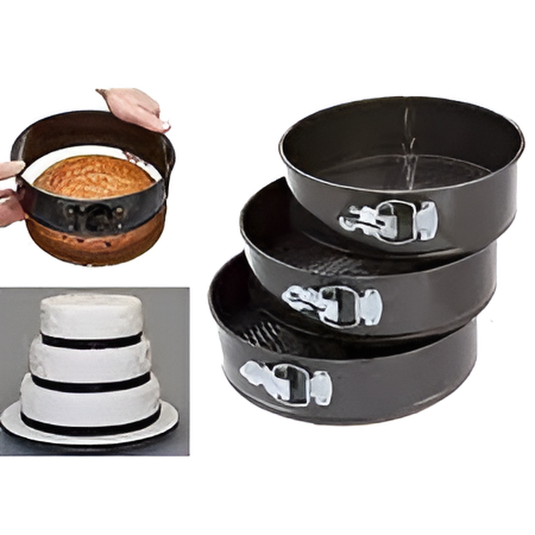 8-1.jpg Set of 3 Nonstick Round Shape Cake Mould Cake Pan for Baking Cake at home - Image 1