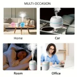 Humidier with Warm LED Outline USB Portable Air Humidifier  Essential Oil Diffuser Modes Auto Off With LED Light For Home Car Mist Maker Face Steamer Car Air Fresheners - Image 2