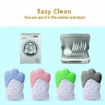 BABY SILICONE TEETHING MITTEN GLOVES NEWBORN CHEWABLE MITTENS TEETHER - Image 3