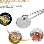 2 IN 1 FRYING TONG | Imported Small Multi-functional 2 in 1 Fry Tool Filter Spoon Strainer With Clip, Oil Frying BBQ Filter Stainless Steel Mesh