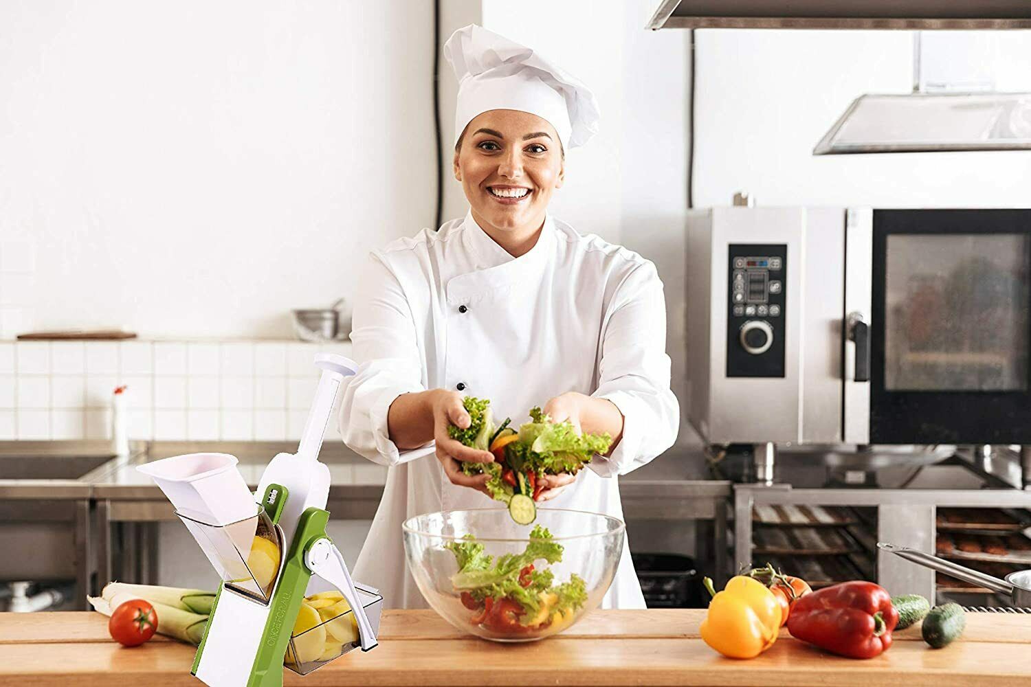9-1.jpg 4 In 1 Vegetable Cutter Chopper Adjustable Multi-function Cutter Vertical Vegetable Cutter Kitchen Shredder Grater Artifact(random color ) - Image 1
