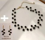 Zig Zag Black Choker With Earrings - Image 2