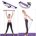 Portable Pilates Studio Yoga Gym Exercise Resistance Band Elastic Home Pilates Bar Stick Fitness Rope(Random Colours) - Image 2