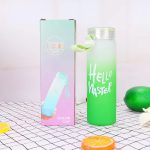 Frosted Glass Water Bottle With Hello Master Decal Logo - 400ml (Random color) - Image 2